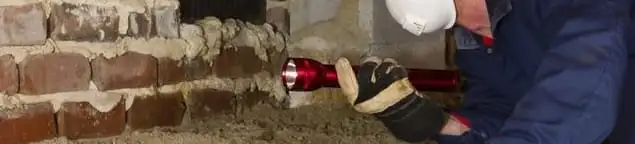 Pest control technician inspecting a crawl space for ant activity and entry points in South Bend, IN