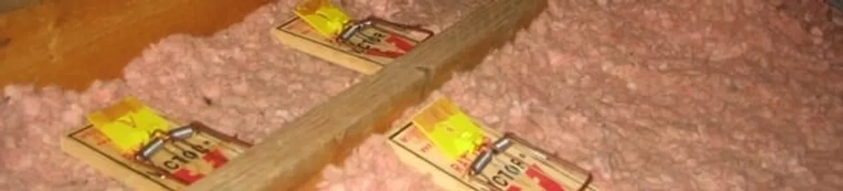 Mouse traps placed in an attic for rodent control in South Bend, IN